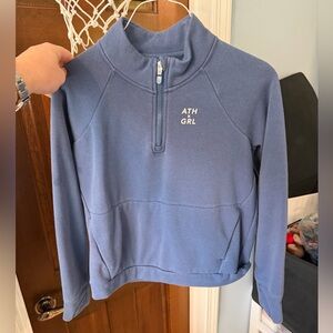 Athleta GRL Half-Zip Fleece Pullover in Dusty Blue